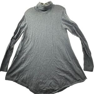 Peruvian Connection Sweater Dress Women M Blue Pima Cotton Turtleneck Asymmetric